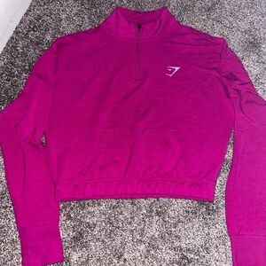 Women’s Gymshark Cropped Quarter Zip Up Pullover Pink